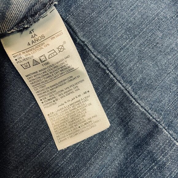 ~ Old Navy Girls 4T Denim Shirt Dress Blue Long Sleeve Jean Pockets Button Up - Picture 10 of 11